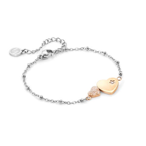 Bracciale Happyworld Cuori Gioiello in Acciaio, PVD rosa e Cubic Zirconia