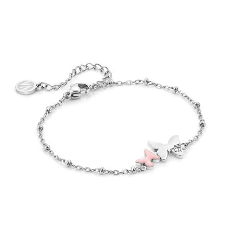 Happyworld bracelet Butterflies with enamel Stainless steel jewellery with coloured enamel