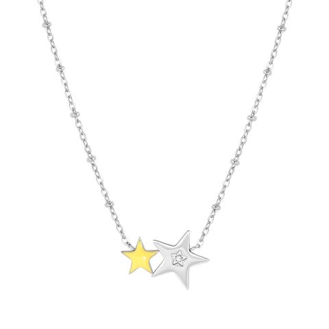 Happyworld necklace, Stars with enamel Jewellery in stainless steel with coloured enamel