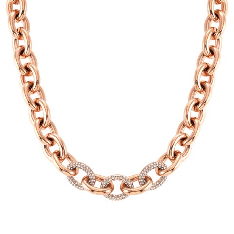 Affinity chain necklace with crystals Stainless steel chain necklace