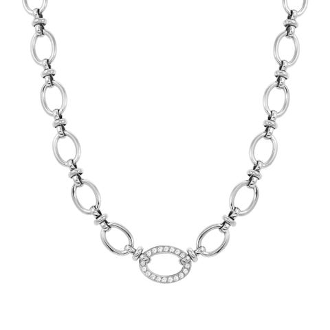 Affinity chain necklace with CZ Stainless steel necklace, White stones