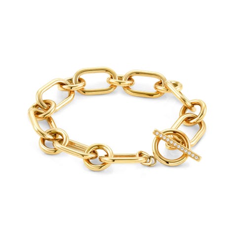 Bracelet chaîne Drusilla avec Cristaux Bracelet en acier avec fermeture en T