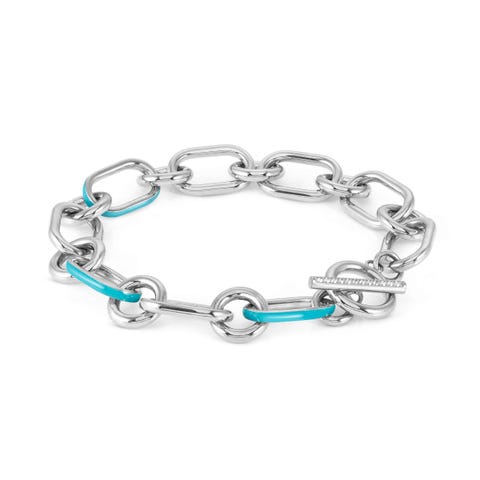 Drusilla chain bracelet with enamel Bracelet in stainless steel, coloured enamel and Cubic Zirconia