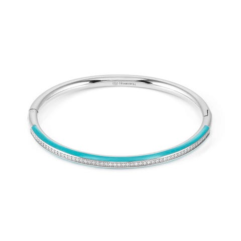 Drusilla bangle bracelet, Enamel and CZ Stainless steel bangle bracelet, Cubic Zirconia and enamel