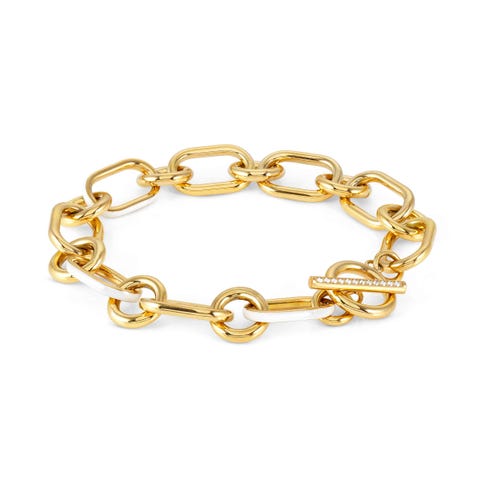 Drusilla bracelet, Chain with enamel Stainless steel bracelet, coloured enamel and Cubic Zirconia