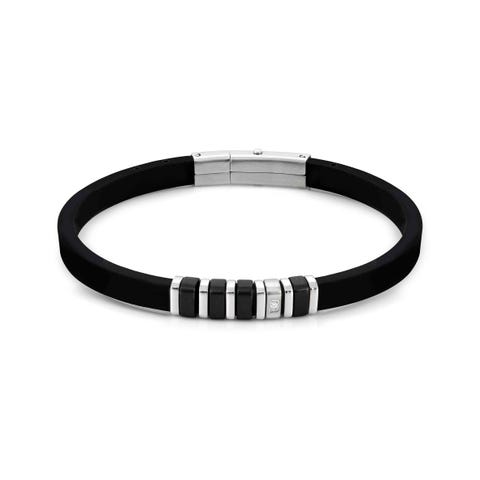 City bracelet in silicon with Cubic Zirconia Bracelet in silicon with stainless steel details