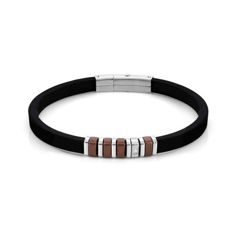 Bracciale City caucciù e cubic zirconia Bracciale in caucciù con dettagli acciaio