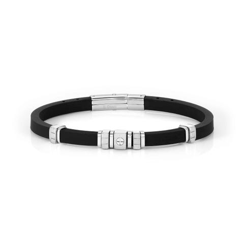 Bracciale City caucciù vite Bracciale caucciù con dettagli acciaio