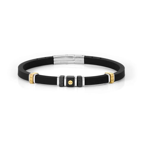 Bracciale City nero e oro Bracciale con acciaio e dettagli PVD colorati