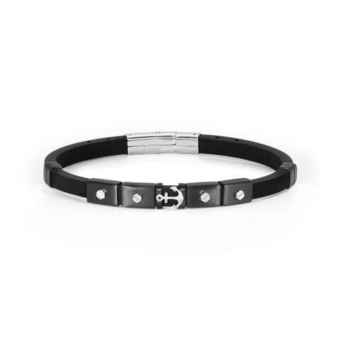 City adjustable bracelet with Anchor Rubber bracelet with stainless steel