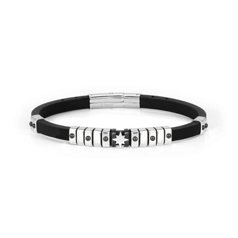 City bracelet with Wind Rose symbol Bracelet in rubber with stainless steel elements