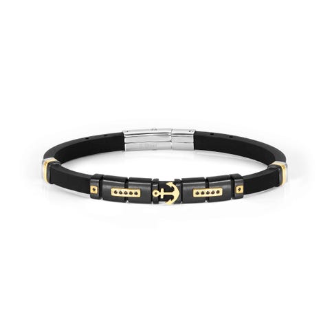Bracciale con centrale e simbolo ancora Bracciale in caucciù e acciaio anallergico con simbolo ancora