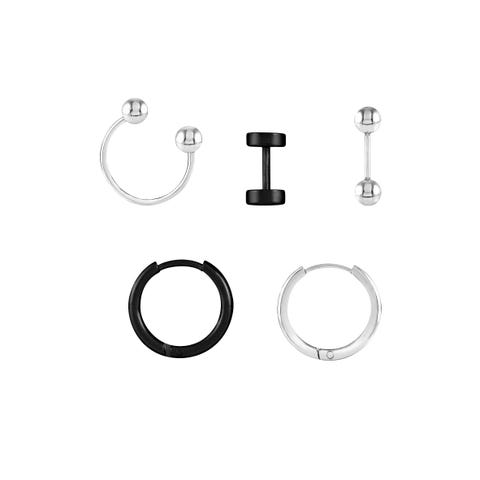 Kit de 5 boucles d’oreilles homme en acier Kit de boucles d’oreilles pour Lui