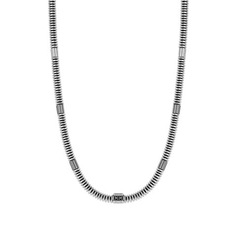 B-Yond necklace Man, PVD Vintage effect Stainless steel necklace with Black PVD coloured finish or details and Black Cubic Zirconia