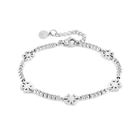 Bracciale Motifs Quadrifoglio Bracciale lavorato in acciaio