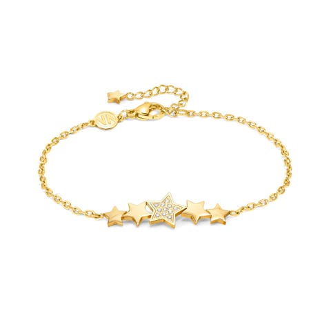 MissTrendy bracelet with Stars and Cubic Zirconia Stainless steel bracelet with white stones and Star symbol