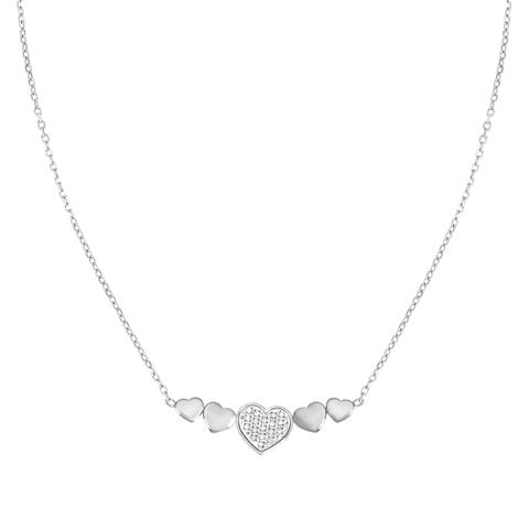 Collana misstrendy con cuore e cubic zirconia collana in acciaio anallergico con pietre bianche e simbolo cuori