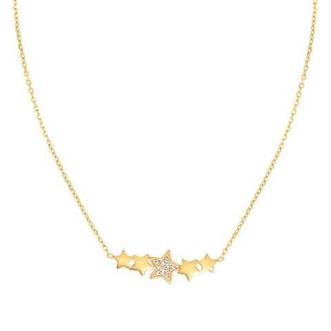 MissTrendy necklace with Stars and Cubic Zirconia Stainless steel necklace with white stones and Star symbol