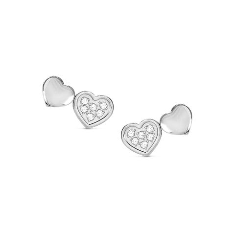 Orecchini misstrendy con cuori con cubic zirconia e pvd colorato orecchini in acciaio anallergico con pietre bianche, pvd e simbolo cuori