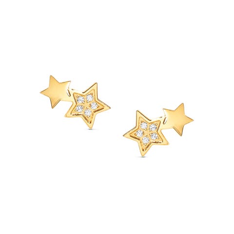 MissTrendy earrings with Stars and CZ and coloured PVD finish Stainless steel Star earrings with white stones, coloured PVD finish