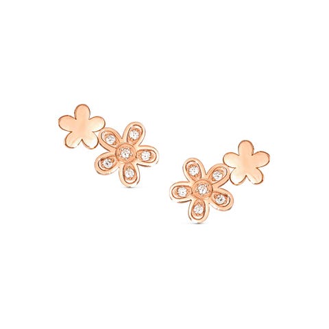 MissTrendy earrings with Flowers and CZ and coloured PVD finish Stainless steel Flower earrings with white stones, coloured PVD finish