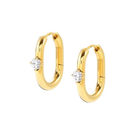 Chainsofstyle hoop Earrings with CZ Stainless steel earrings with white CZ