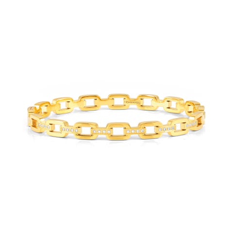 Pretty Bangles rigid chain bracelet with CZ Rigid bracelet in stainless steel with Cubic Zirconia