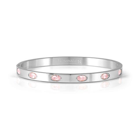 Pretty Bangles stainless steel rigid bracelet, coloured stones Rigid bracelet set with coloured CZ