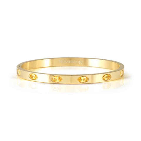 Pretty Bangles rigid bracelet, yellow PVD, yellow stones Stainless steel bracelet with Cubic Zirconia