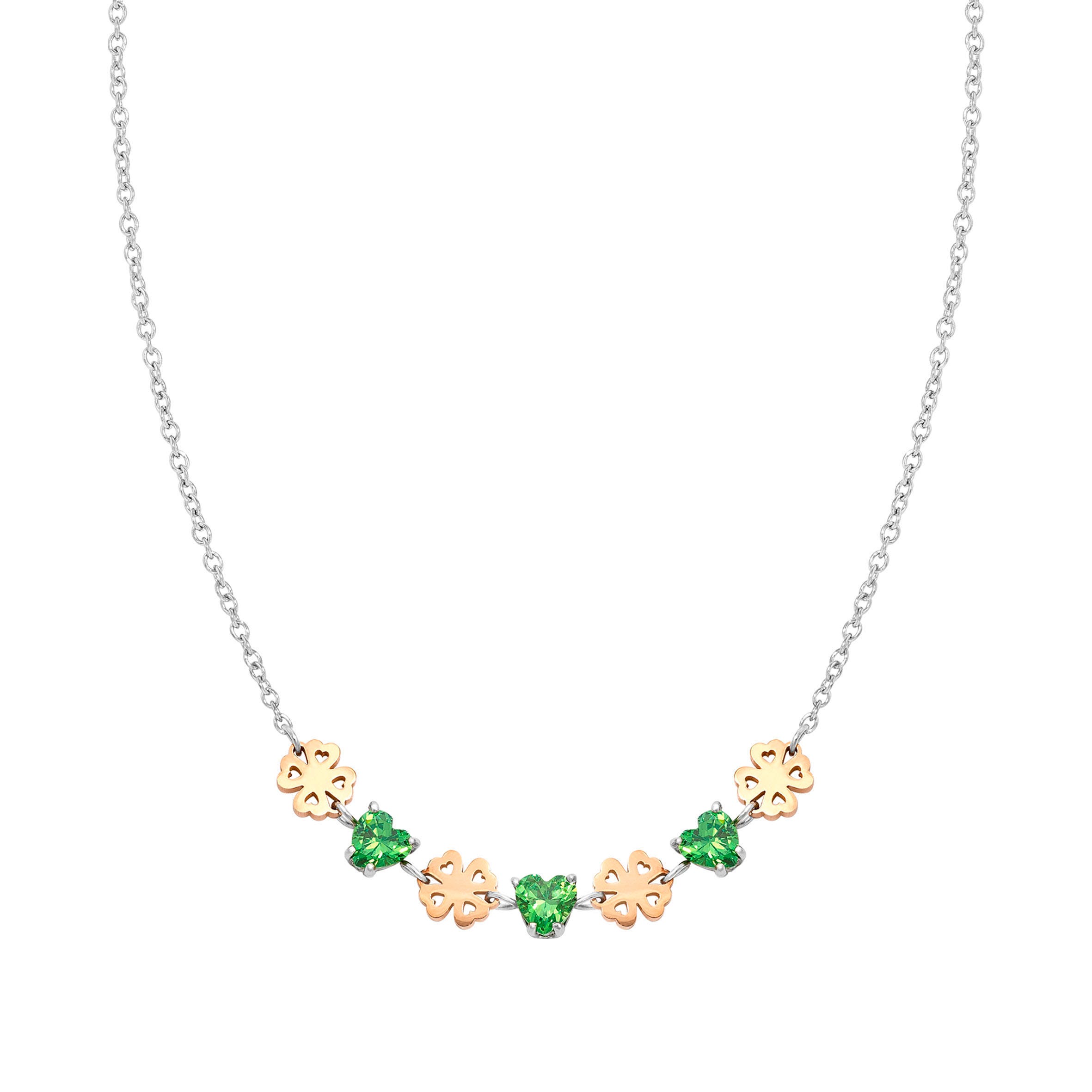 Nomination Collana Principessina pietre verdi e quadrifogli