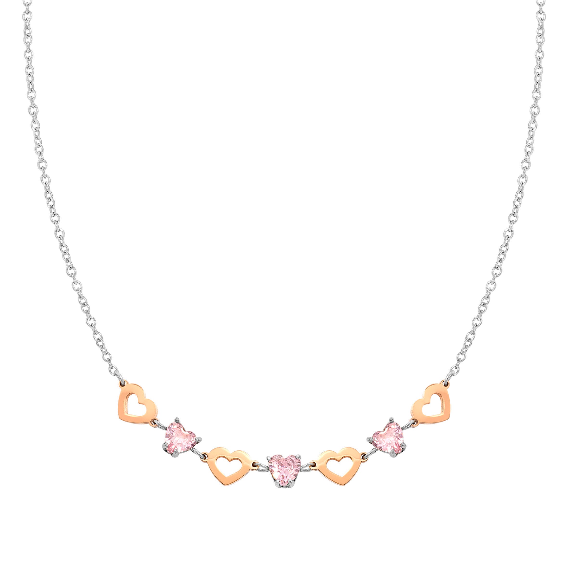 Nomination Collana Principessina pietre rosa e cuori