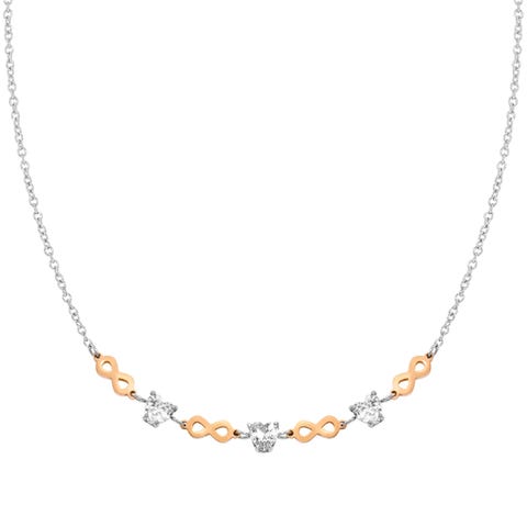 Principessina necklace,White CZ,Infinity Stainless steel necklace with White Cubic Zirconia and Infinity symbols 