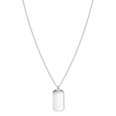 Sempre con Me necklace, Rectangle pendant Stainless steel necklace, can be personalised with engraving