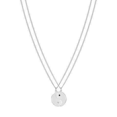 Sempre con Me double necklace, Tao pendants Double necklace with pendants with Cubic Zirconia that can be engraved