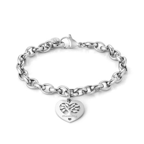 Bracciale Sempre con Me Mamma Cuore e Albero della vita Bracciale in Acciaio con pendente e incisione MAMMA