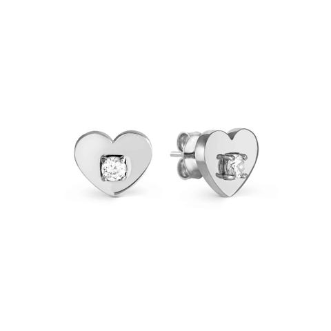 MySophie earrings, Heart and CZ Stainless steel earrings with Cubic Zirconia and pink PVD colour coated details