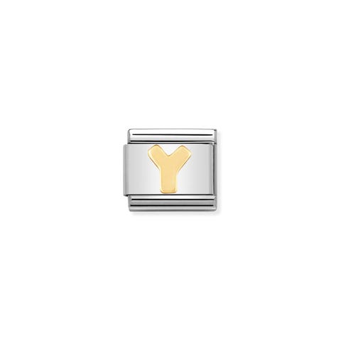 Link Composable Classic Lettera Y Link in Acciaio con Lettere in Oro