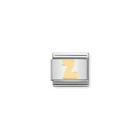 Link Composable Classic Lettera Z Link in Acciaio e Oro 750 Lettere Alfabeto