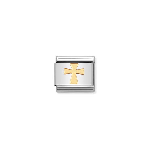 Composable Classic Link Kreuz Gold Link in Edelstahl und Gold Symbol Religion