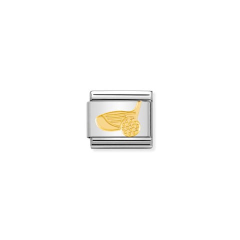 Composable Classic Link Golf Ball and Club Bonded yellow gold Golf Ball and Club Link in stainless steel