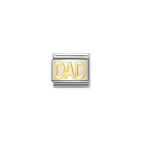 Link Composable Classic in Oro DAD Link in Acciaio e Oro 750 Messaggi e Scritte Famiglia