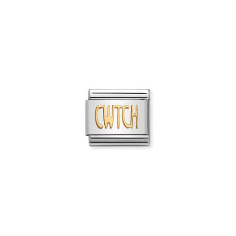 Composable Classic Link CWTCH Gold Link in Edelstahl und 750er Gelbgold  Nachricht aus Wales