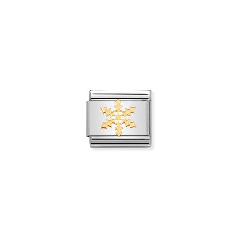 Composable Classic Link Schneeflocke Gold Link in Edelstahl und Gold Symbol Winter
