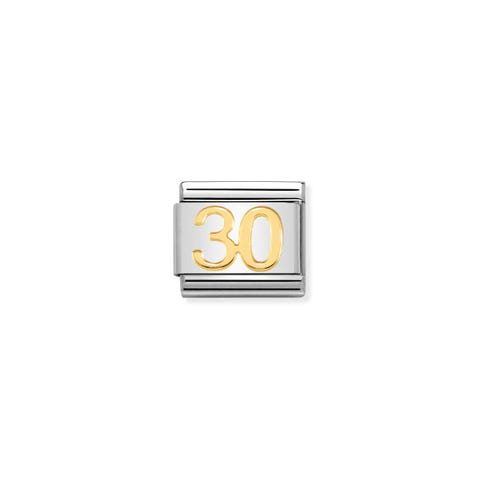 Link Composable Classic número 30 Link en Acero y número 30 en oro 750