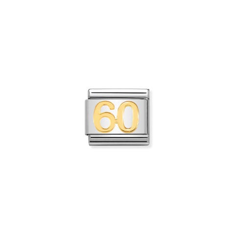 Link Composable Classic número 60 Link en Acero y número 60 en oro 750
