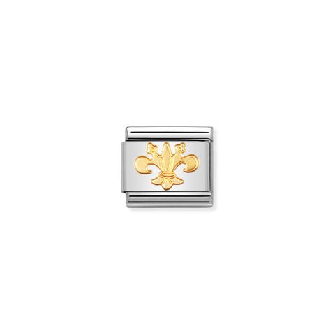 Link Composable Classic en Oro Flor de Lis Link en acero y Oro 750
