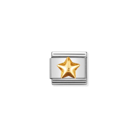 Link Composable Classic en Oro Estrella abombada Link en acero y Oro 750