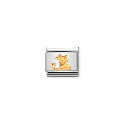 Link Composable Classic Chat Assis en Or Link avec symbole animal en Acier