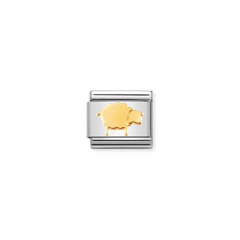 Composable Classic Sheep Link Link in stainless steel with animal in bonded yellow gold