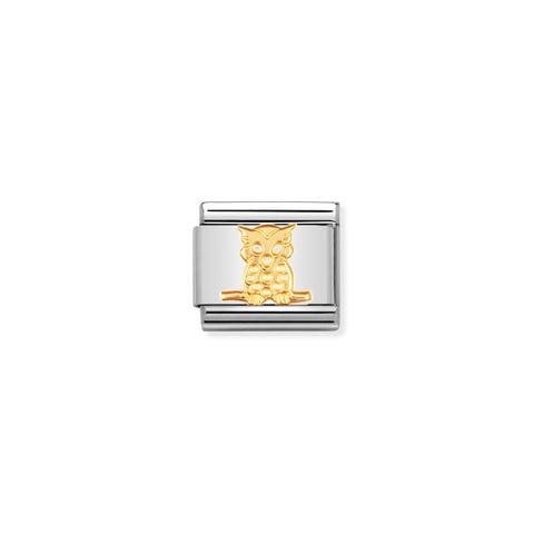 Link Composable Classic Gufo Link con simbolo di Animale di Aria in Oro 750